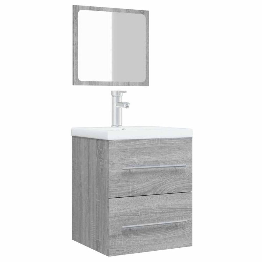 Badkamerkast met spiegel 41x38,5x48 grijs sonoma eikenkleurig