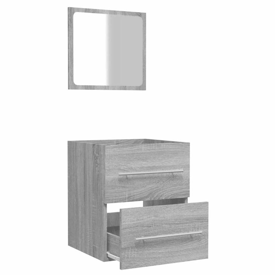 Badkamerkast met spiegel 41x38,5x48 grijs sonoma eikenkleurig