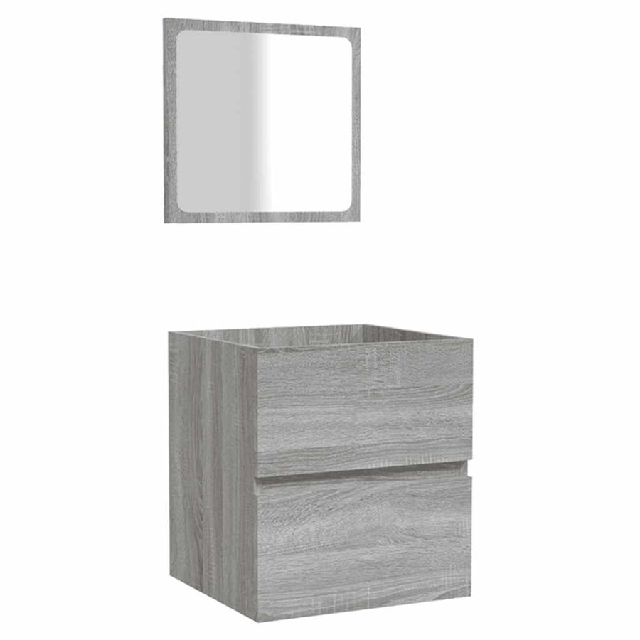 Badkamerkast Met Spiegel Bewerkt Hout Eikenkleurig Grijs sonoma
