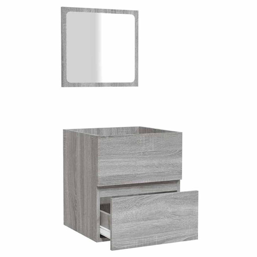 Badkamerkast Met Spiegel Bewerkt Hout Eikenkleurig Grijs sonoma