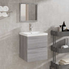 Bathroom cabinet with mirror, engineered wood, gray Sonoma oak-colored
