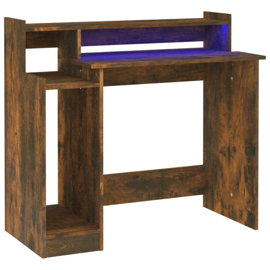 Bureau Met Led-Verlichting 97X45X90 Cm Hout Gerookt Eikenkleur