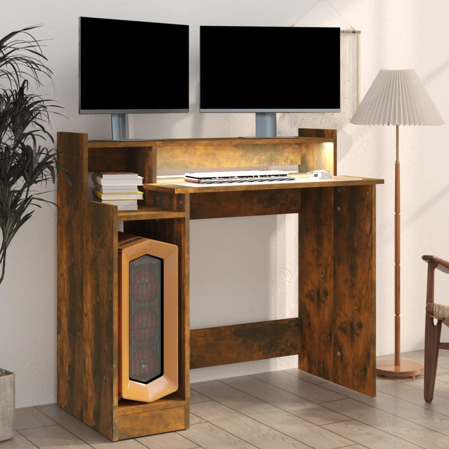 Bureau Met Led-Verlichting 97X45X90 Cm Hout Gerookt Eikenkleur