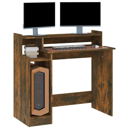 Bureau Met Led-Verlichting 97X45X90 Cm Hout Gerookt Eikenkleur