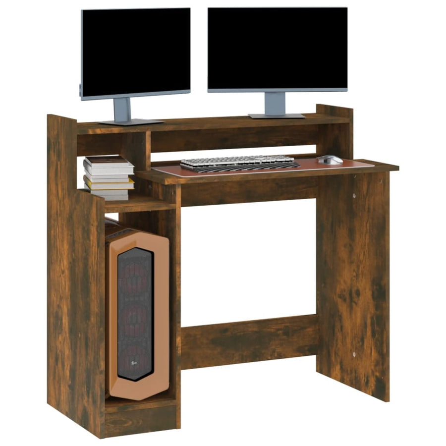 Bureau Met Led-Verlichting 97X45X90 Cm Hout Gerookt Eikenkleur