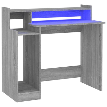 Bureau Met Led-Verlichting 97X45X90 Cm Hout Grijs Sonoma Eiken