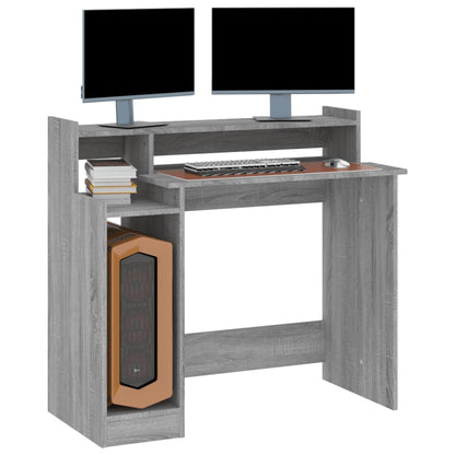 Bureau Met Led-Verlichting 97X45X90 Cm Hout Grijs Sonoma Eiken