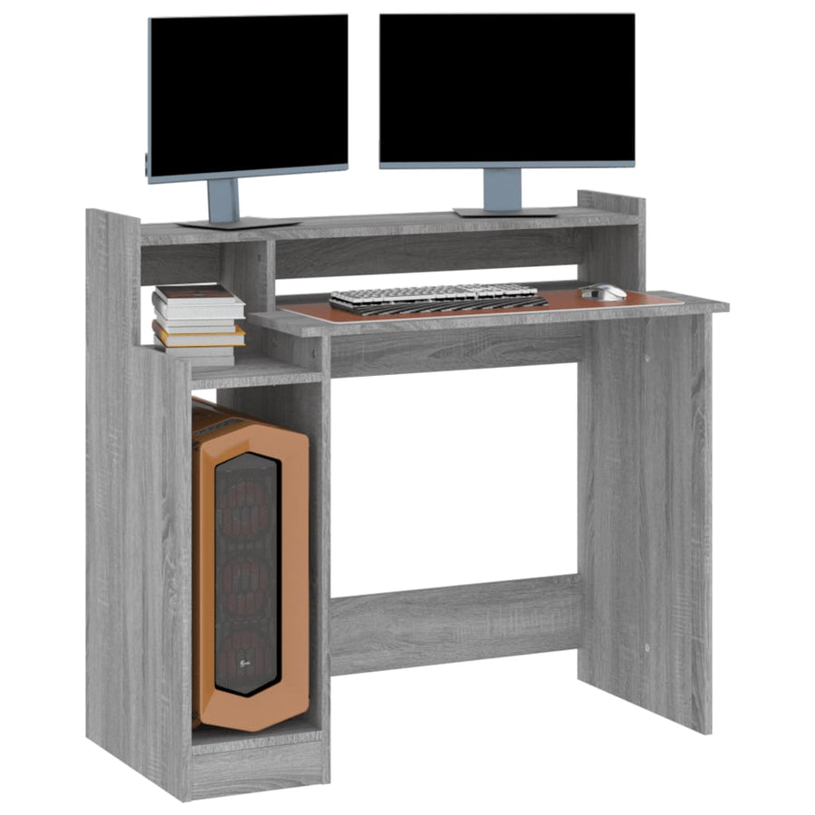 Bureau Met Led-Verlichting 97X45X90 Cm Hout Grijs Sonoma Eiken