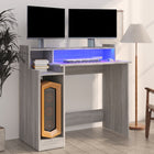 Desk with LED lighting 97x45x90 cm wood grey Sonoma oak