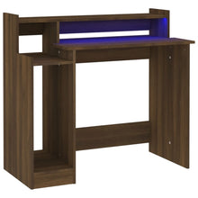 Bureau Met Led-Verlichting 97X45X90 Cm Hout Bruin Eikenkleur