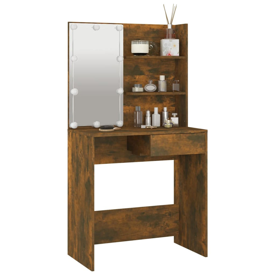 Kaptafel Met Led-Verlichting 74,5X40X4 Cm Kleur Gerookt eiken