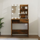 Dressing Table with LED Lighting 74.5x40x141 cm Smoked Oak Colour