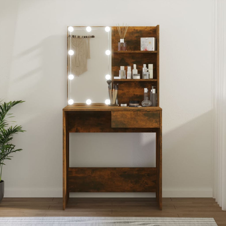 Kaptafel Met Led-Verlichting 74,5X40X4 Cm Kleur Gerookt eiken