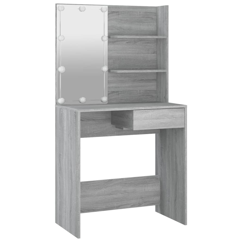 Kaptafel Met Led-Verlichting 74,5X40X4 Cm Eiken Grijs sonoma
