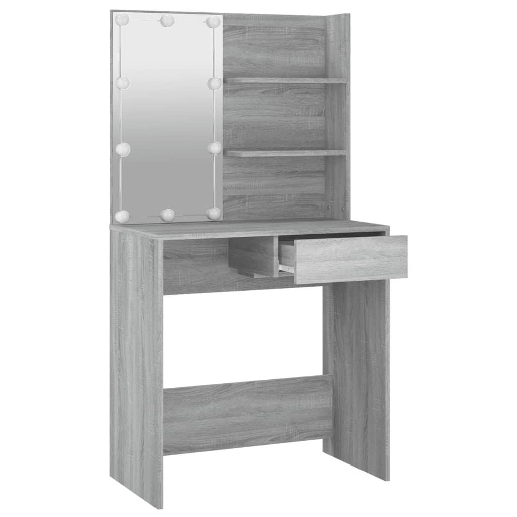 Kaptafel Met Led-Verlichting 74,5X40X4 Cm Eiken Grijs sonoma