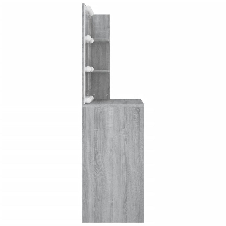 Kaptafel Met Led-Verlichting 74,5X40X4 Cm Eiken Grijs sonoma