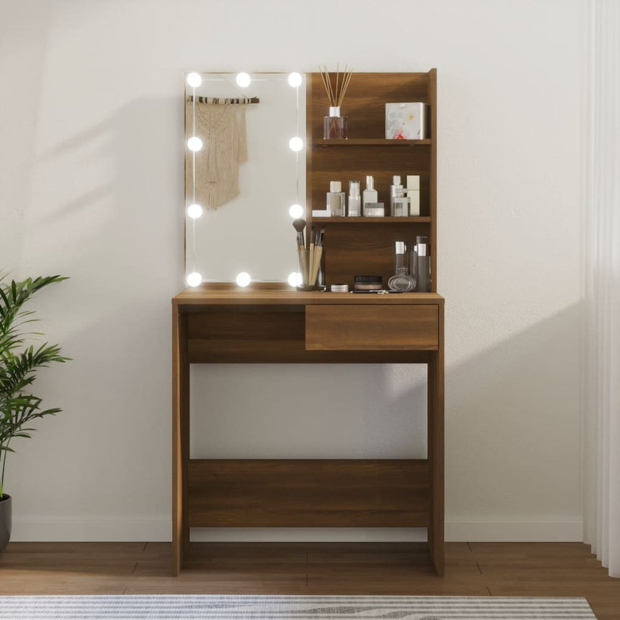 Kaptafel Met Led-Verlichting 74,5X40X4 Cm Bruineikenkleurig bruin eikenkleur