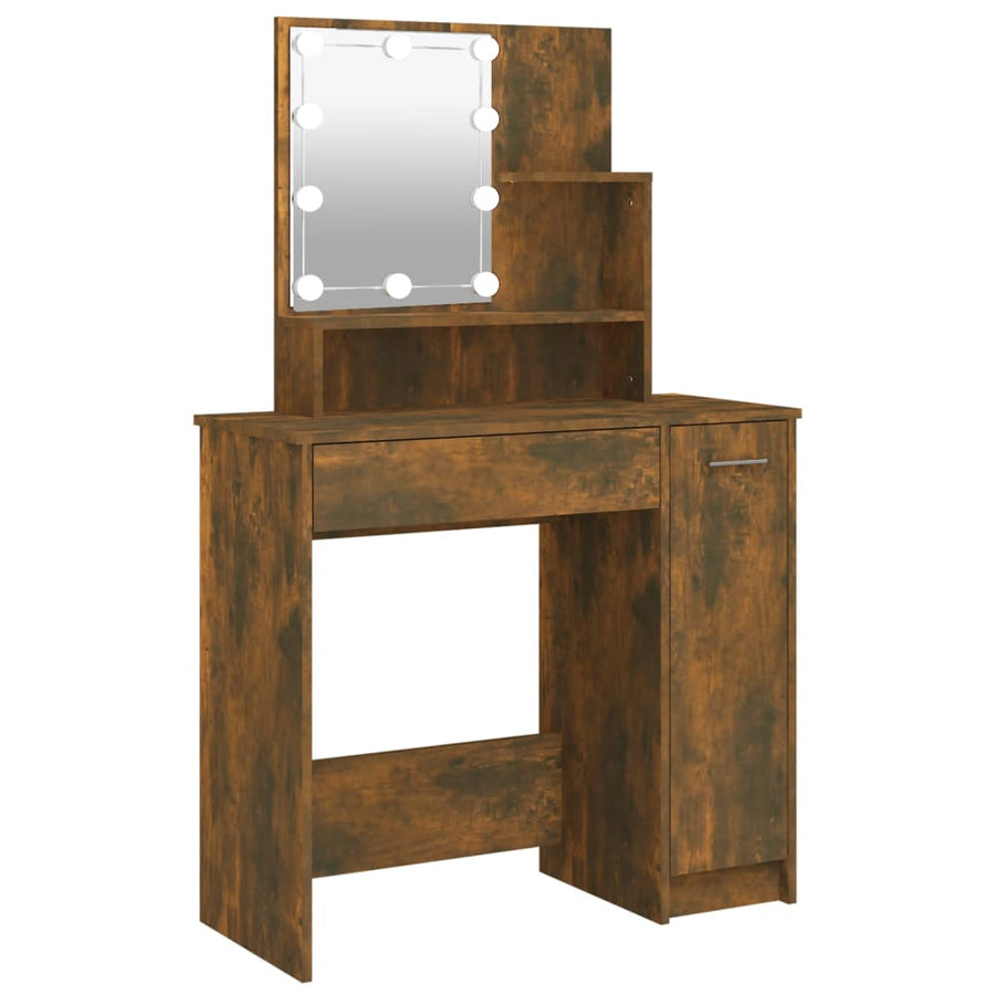 Kaptafel Met Led-Verlichting 86,5X35X36 Cm Kleur Gerookt eiken