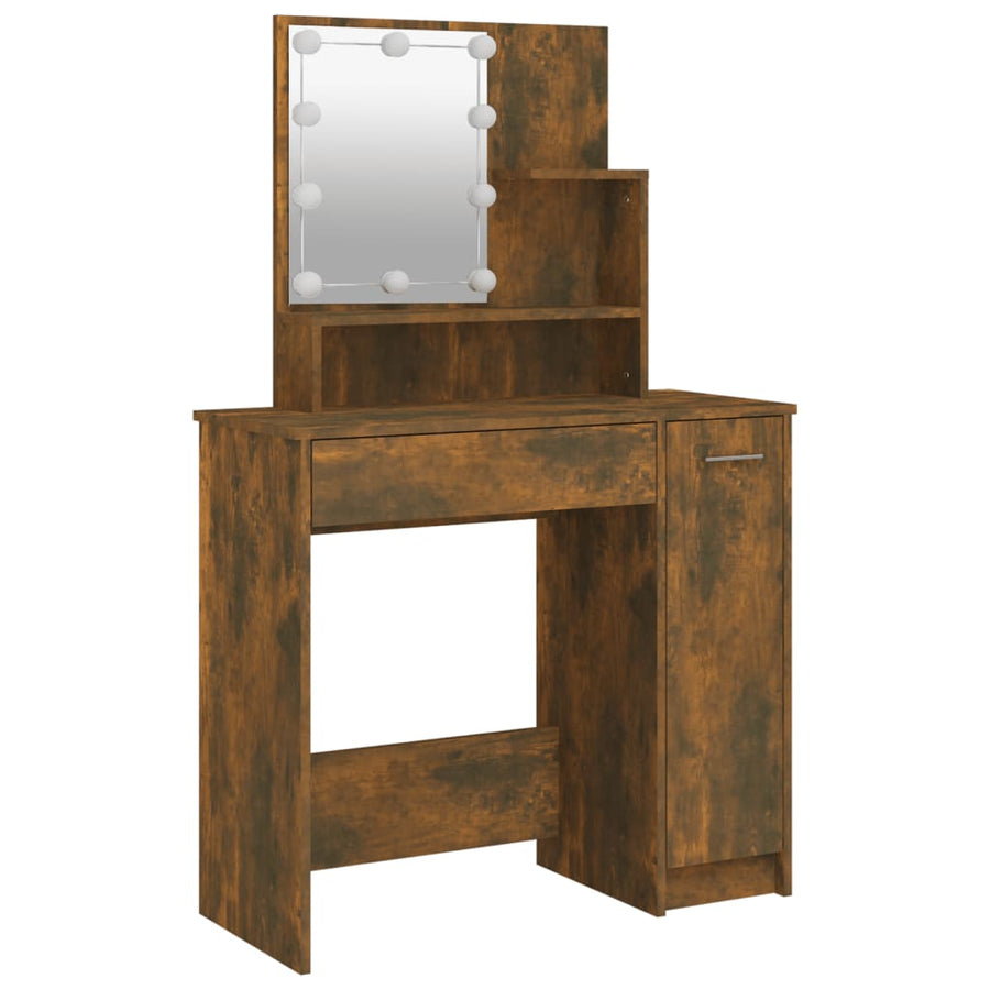 Kaptafel Met Led-Verlichting 86,5X35X36 Cm Kleur Gerookt eiken