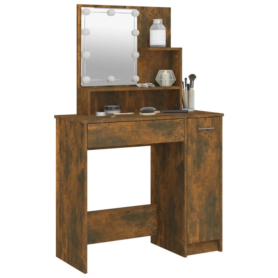 Kaptafel Met Led-Verlichting 86,5X35X36 Cm Kleur Gerookt eiken