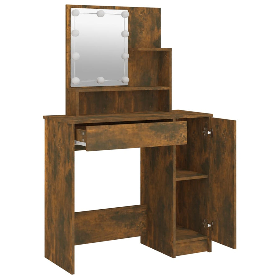 Kaptafel Met Led-Verlichting 86,5X35X36 Cm Kleur Gerookt eiken