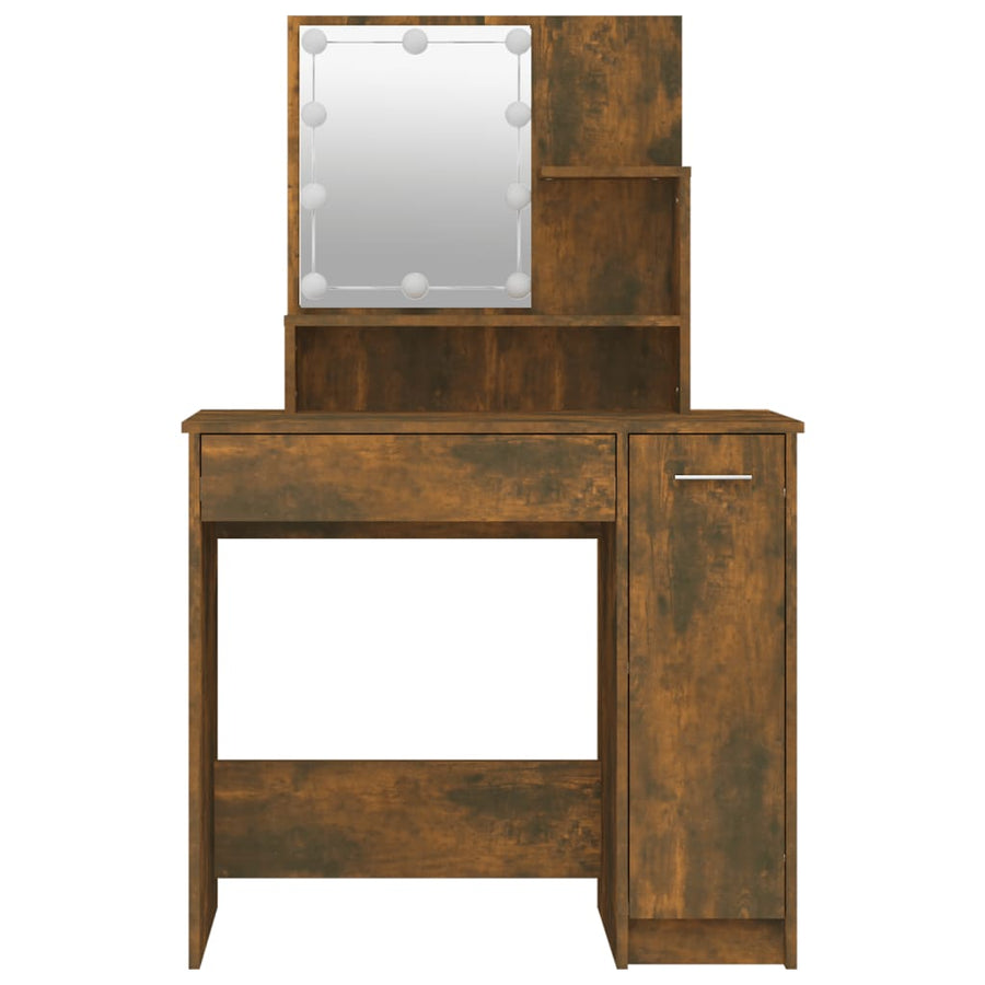 Kaptafel Met Led-Verlichting 86,5X35X36 Cm Kleur Gerookt eiken