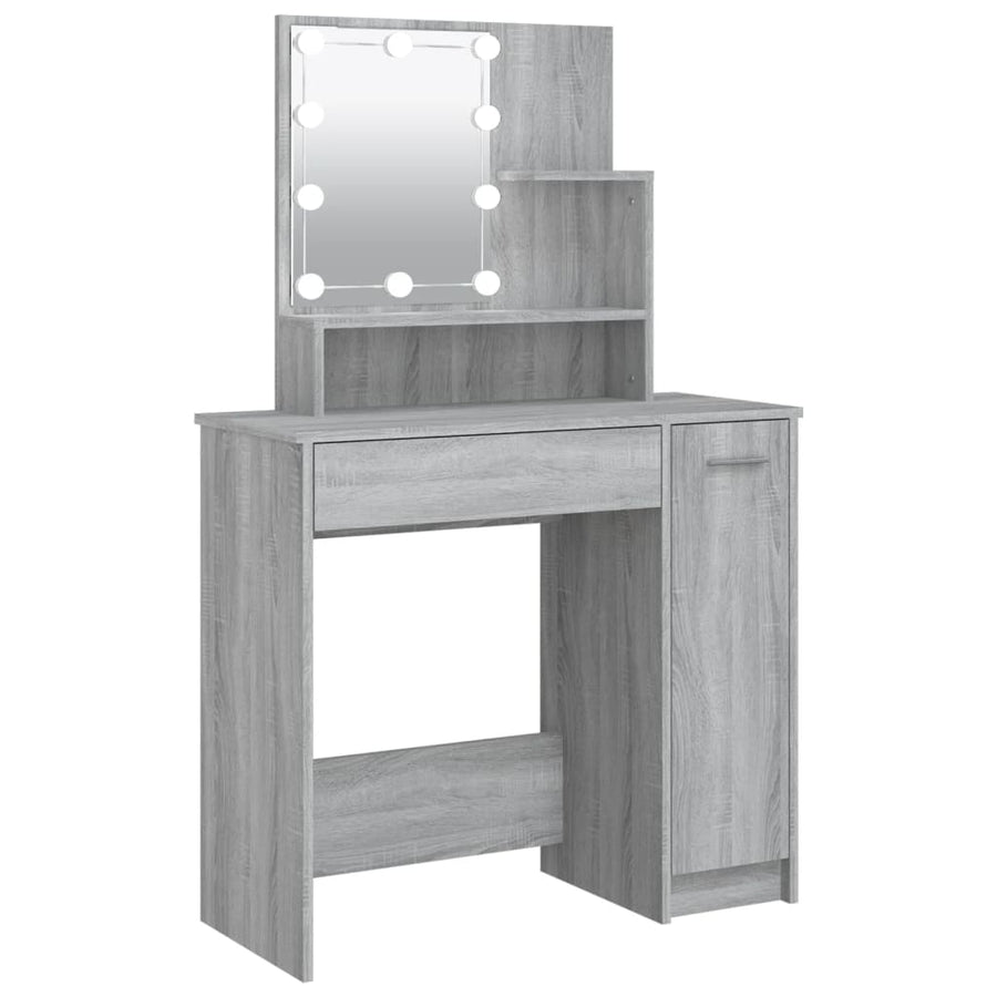 Kaptafel Met Led 86,5X35X36 Cm Eikenkleurig Grijs sonoma