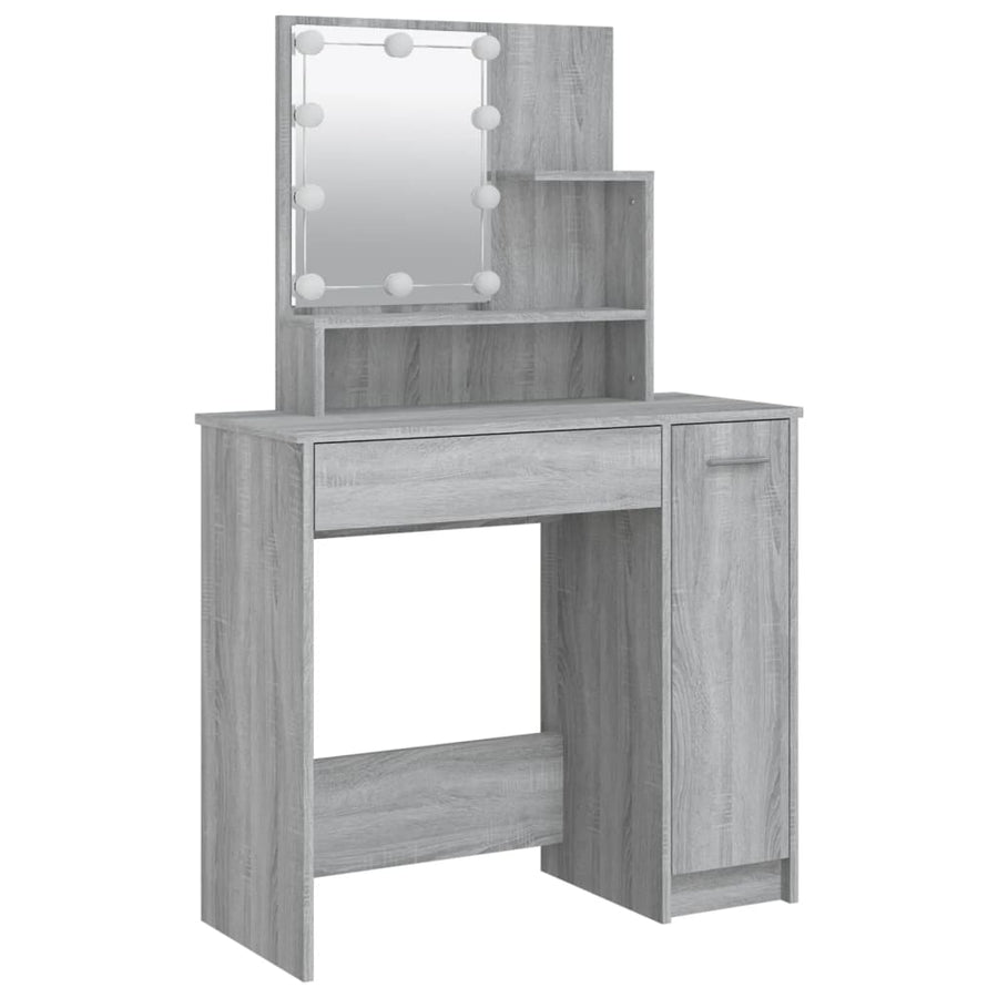 Kaptafel Met Led 86,5X35X36 Cm Eikenkleurig Grijs sonoma