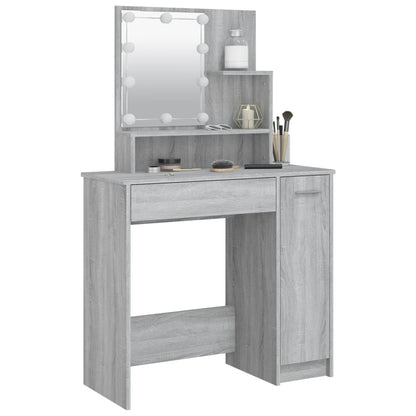 Kaptafel Met Led 86,5X35X36 Cm Eikenkleurig Grijs sonoma