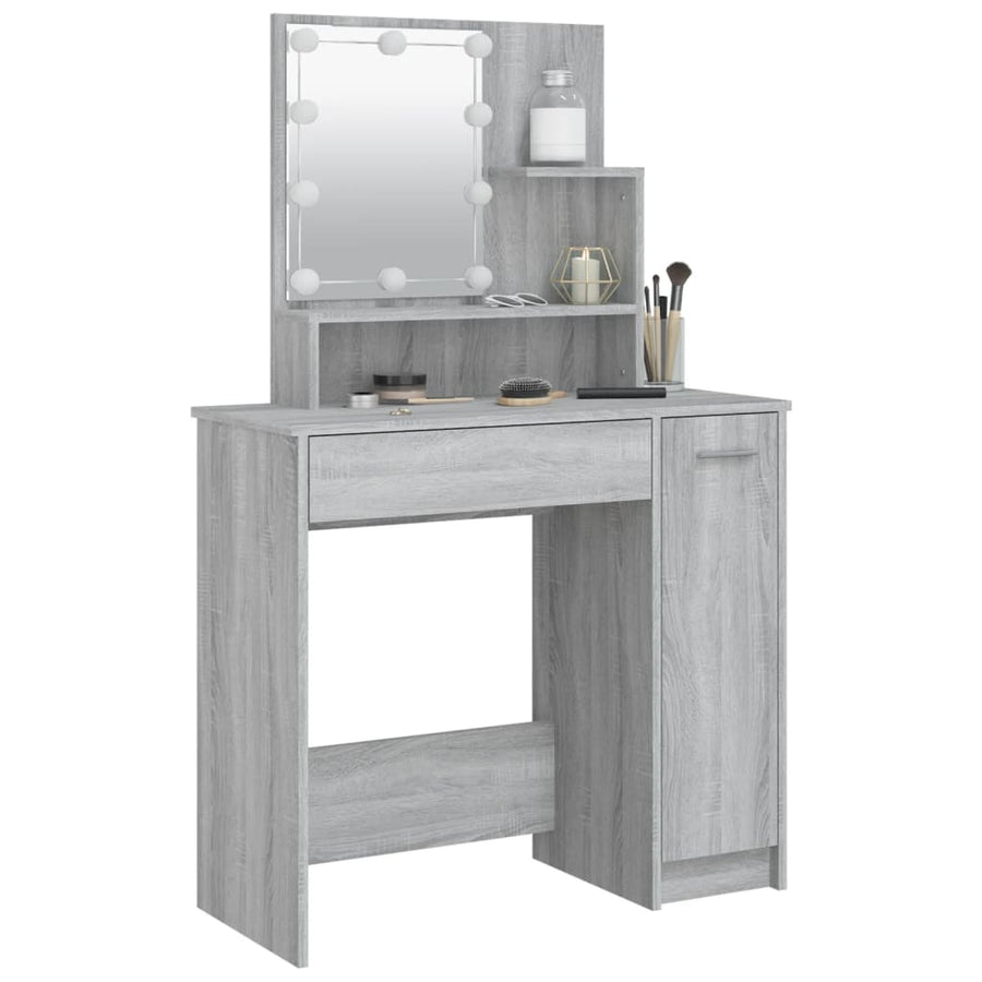 Kaptafel Met Led 86,5X35X36 Cm Eikenkleurig Grijs sonoma