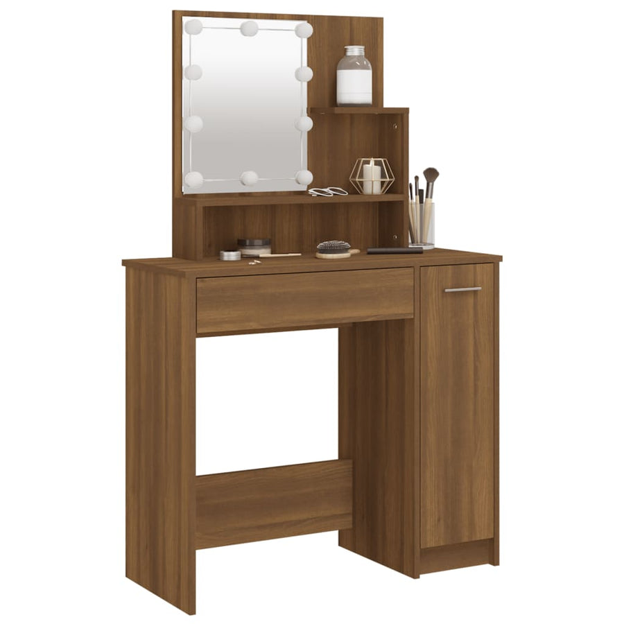 Kaptafel Met Led-Verlichting 86,5X35X36 Cm Bruineikenkleurig bruin eikenkleur