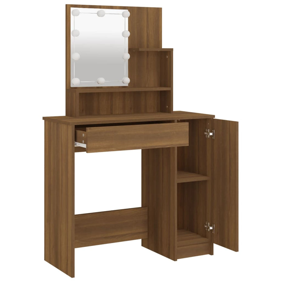 Kaptafel Met Led-Verlichting 86,5X35X36 Cm Bruineikenkleurig bruin eikenkleur