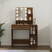 Kaptafel 86,5x35x136 cm bruineiken led-verlichting