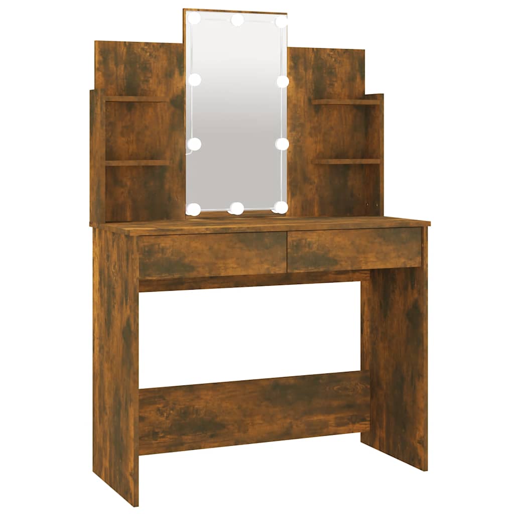 Kaptafel met LED-verlichting 96x40x142 cm gerookt eikenkleur