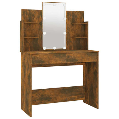 Kaptafel met LED-verlichting 96x40x142 cm gerookt eikenkleur