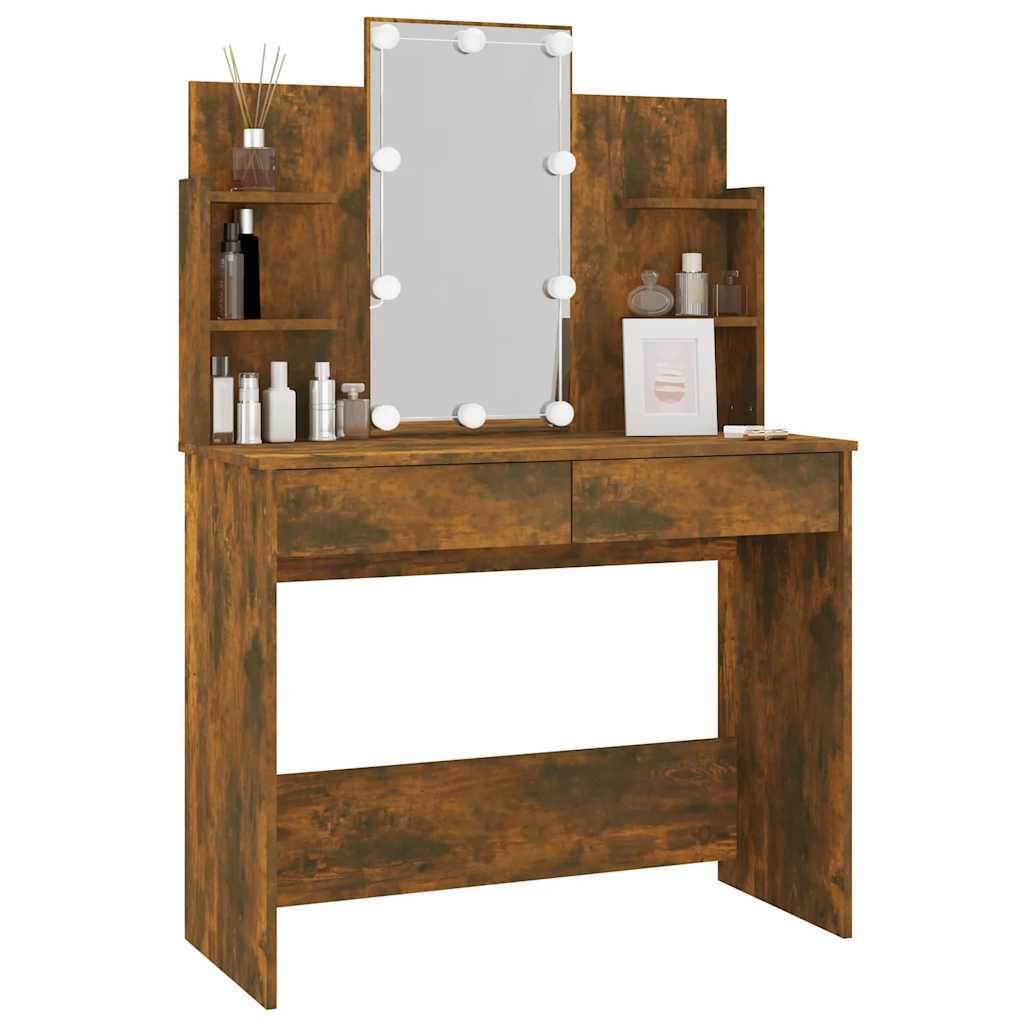 Kaptafel met LED-verlichting 96x40x142 cm gerookt eikenkleur