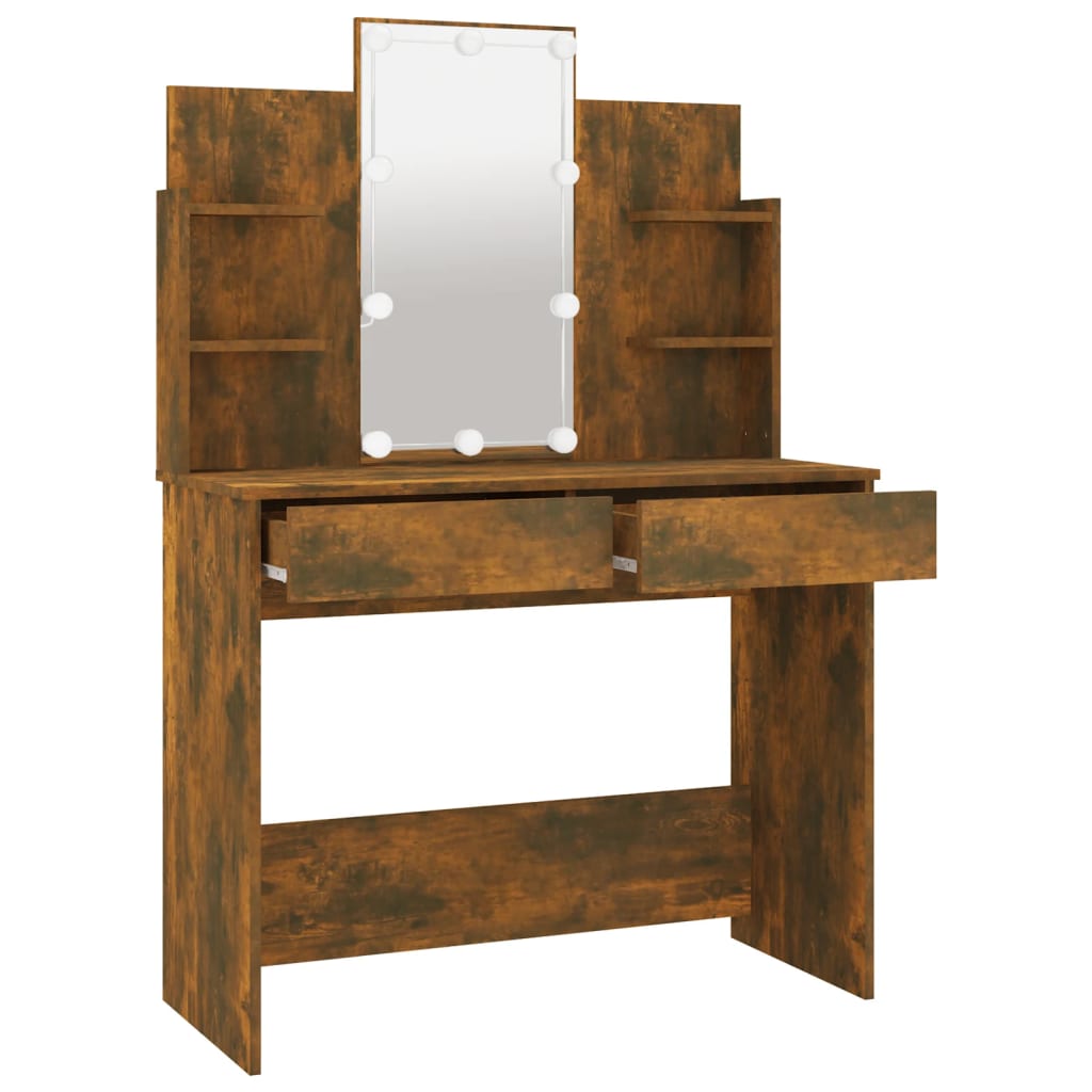 Kaptafel met LED-verlichting 96x40x142 cm gerookt eikenkleur