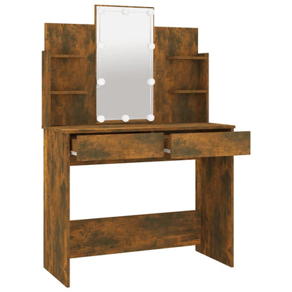 Kaptafel met LED-verlichting 96x40x142 cm gerookt eikenkleur