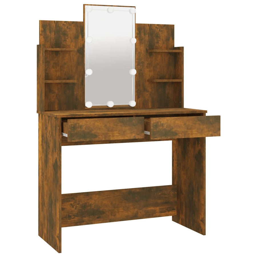 Kaptafel met LED-verlichting 96x40x142 cm gerookt eikenkleur