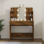 Dressing table with LED lighting 96x40x142 cm smoked oak colour