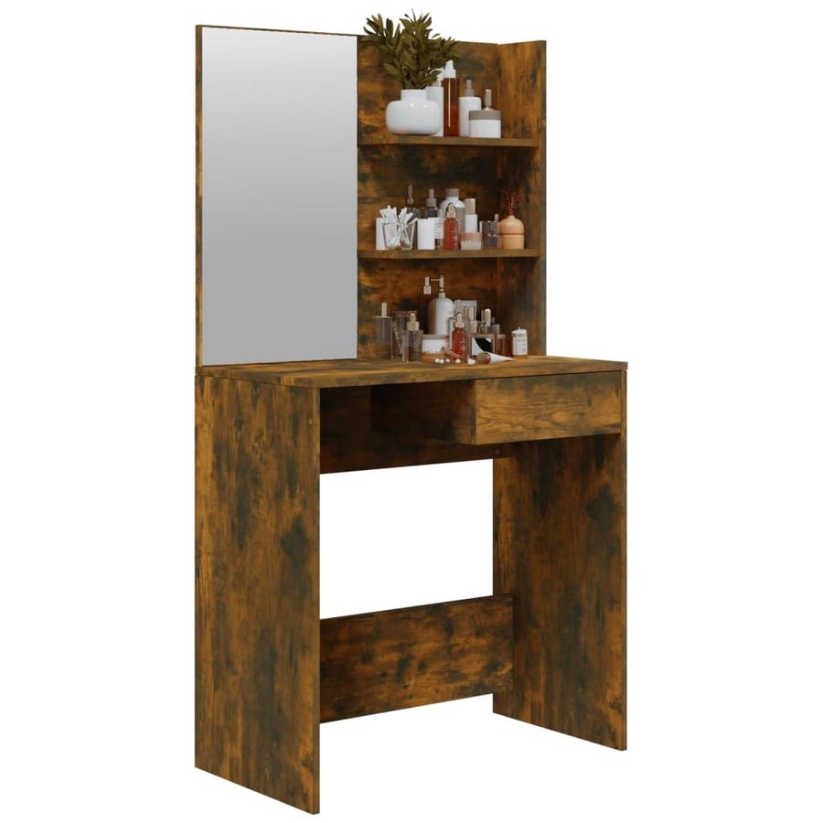 Kaptafel Met Spiegel 74,5X40X141 Cm Gerookt Eikenkleurig