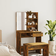 Dressing Table with Mirror 74.5x40x141 cm Smoked Oak Colour