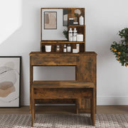 Dressing table with mirror 86.5x35x136 cm smoked oak colour