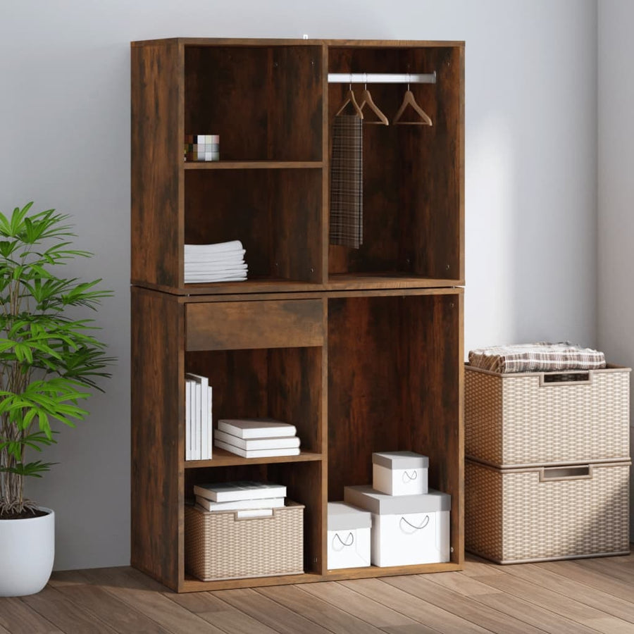 Kledingkast 80X40X65 Cm Bewerkt Hout Gerookt Eikenkleurig 1