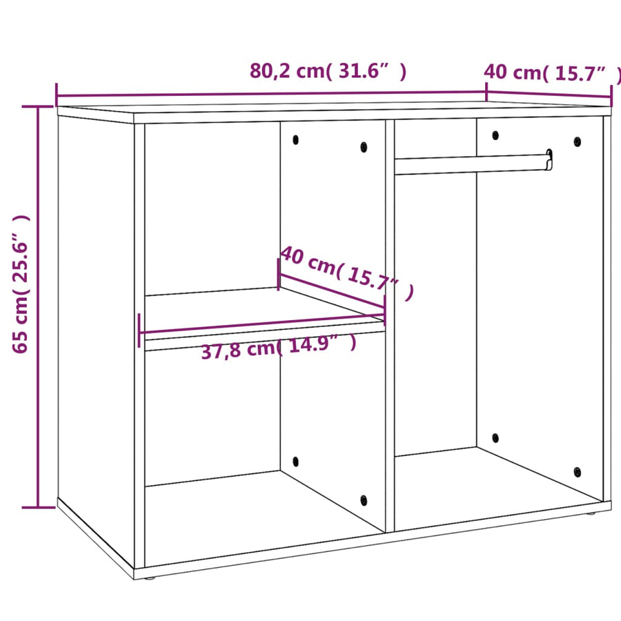 Kledingkast 80X40X65 Cm Bewerkt Hout Gerookt Eikenkleurig 1