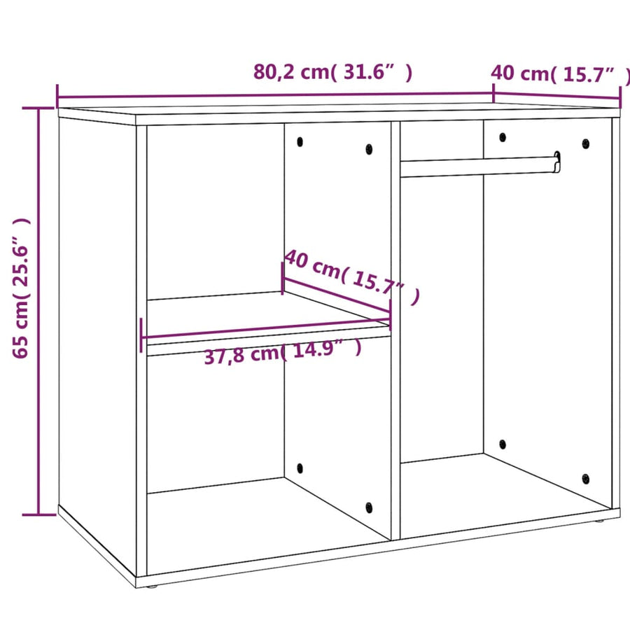 Kledingkast 80X40X65 Cm Bewerkt Hout Grijs Sonoma Eikenkleur