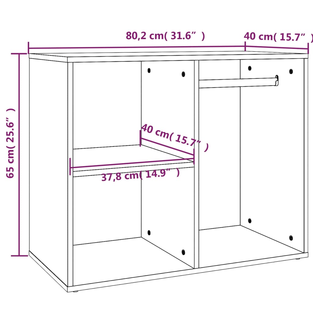 Kledingkast 80X40X65 Cm Bewerkt Hout Bruineikenkleurig