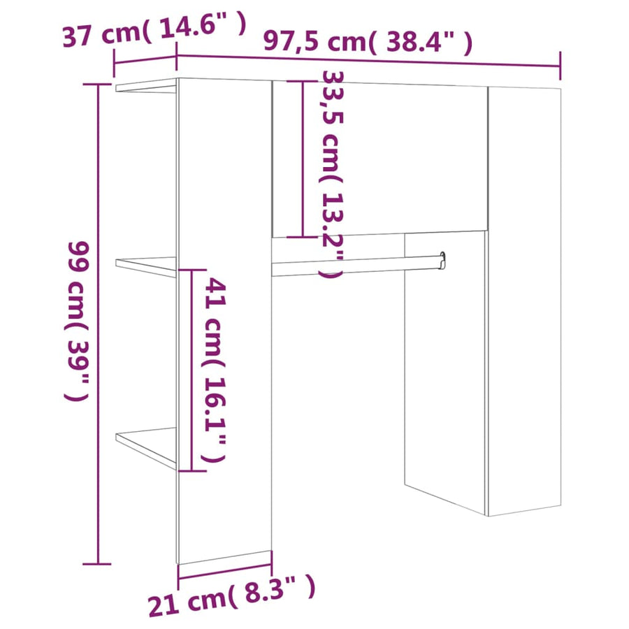 Halmeubel 97,5X37X99 Cm Bewerkt Hout Gerookt Eikenkleurig
