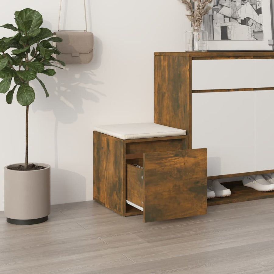 Opbergbox Met Lade 40,5X40X40 Cm Bewerkt Hout Gerookt Eiken
