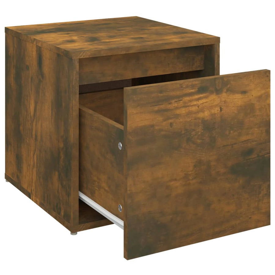Opbergbox Met Lade 40,5X40X40 Cm Bewerkt Hout Gerookt Eiken